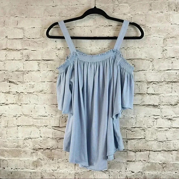 We The Free Darling Off the Shoulder Top M Blue - Picture 2 of 8